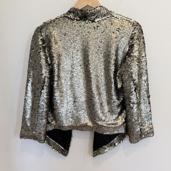 Alberto Makali Jacket Women Medium Gold Sequin Blazer Metallic New Years Holiday - Picture 5 of 12